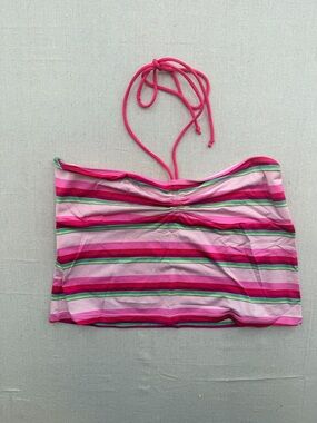 Old Navy Pink Striped Halter Tank Top